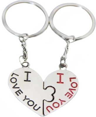 

CTW I Love You Text Heart Couple Pack of 2 Key Chain(Silver)
