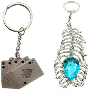 

Confident Metal 02 Poker Cards And Oh My God Key Chain(Multicolor)
