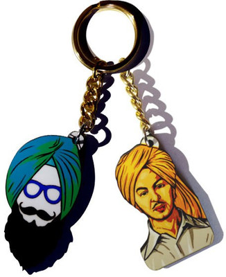 

MiiCreations Punjabi Singh Beard Key Chain(Green, Gold)