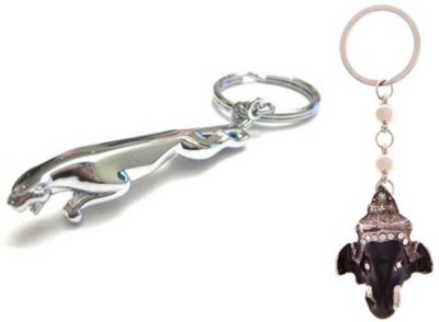 

Rashi Traders Jaguar + Ganesh Black Face Key Chain(Silver)