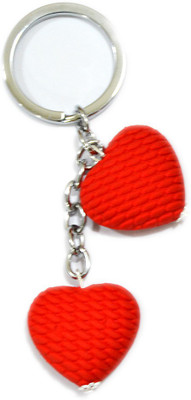 

Tech Fashion Two Red Heart Valentine Gift Checker Texture-TF-514 Locking Key Chain(Multicolor)