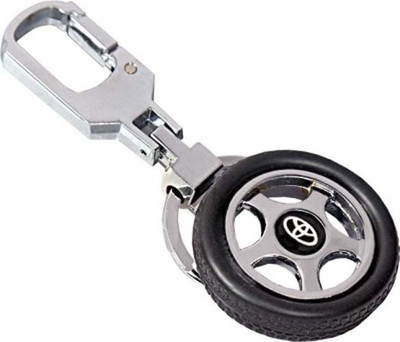 Amor Toyota Tyre Rotary Wheel Key Chain Locking Key Chain(Silver)