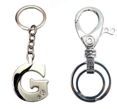 

City Choice Combo of Alphabet "G" with Hook & Locking Key Chain(Silver)