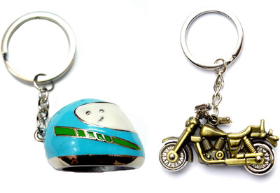 

City Choice Blue Helmet & Antique Bike Key Chain(Multicolor)