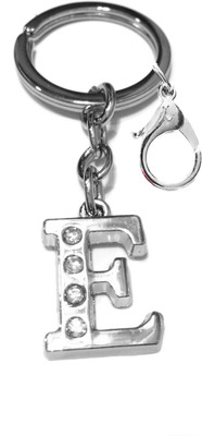 

Tech Fashion Alphabet E Hook High Quality Chrome Metal Finish with 4 Diamonds Fixed Locking Key Chain(Silver)