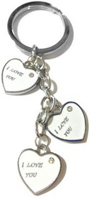 

Aura I Love You Three Hearts With Diamond Romantic imported Locking Key Chain(White, Silver)