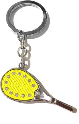 Tech Fashion Tennis Racket Yellow Colour Diamonds Locking Key Chain(Yellow)
