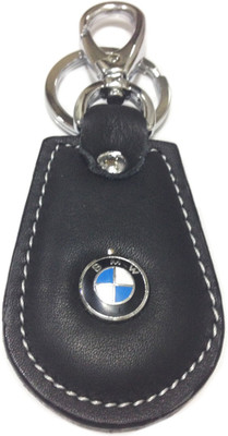 

Tech Fashion BMW Car Logo Black Leather White Thread Stiched Locking Key Chain(Black)