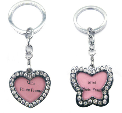 

City Choice Combo of Heart & Butterfly Photoframe Key Chain(Silver)