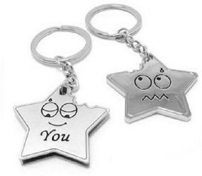 

CTW Smiley Star Love Couple Pack of 2 Key Chain(Silver)