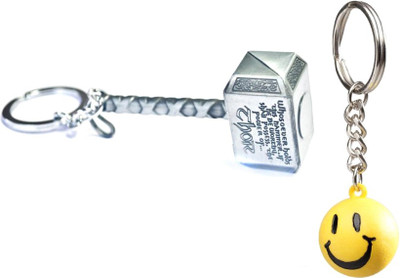 

Confident MVP338 Silver Hammer And Non Metal Smily Ball Key Chain(Multicolor)