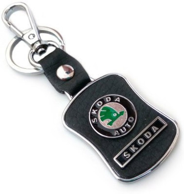 

Aura Imported Skoda Auto Leather & Metal Key Chain(Silver, Black)