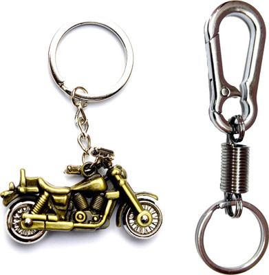 

City Choice Combo of Antique Bike Shape & Spring Hook Locking Key Chain(Gold)