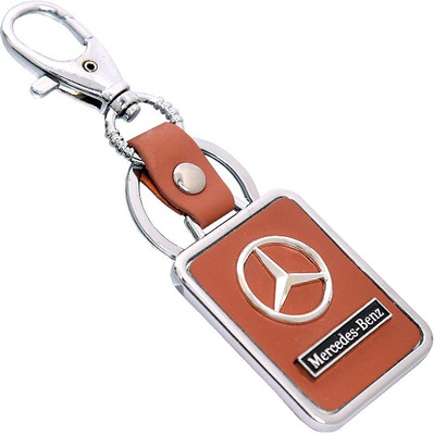 

U R God HQ Mercedes Benz Leather & Metal Square Car Logo Locking Key Chain(Brown)