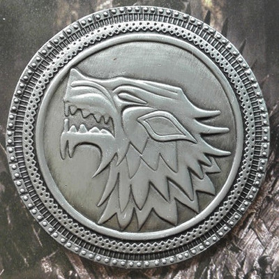 

Optimus traders Game of Thrones House Stark Winter Is Coming Metal Brooch Key Chain(Silver)