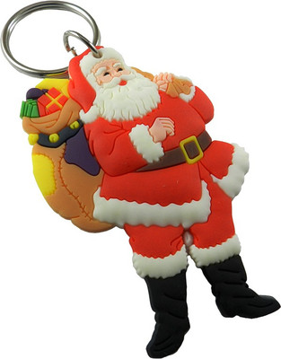 

Techpro Doublesided Rubber Christmas papa Santa Claus with Gift Key Chain(Multicolor)