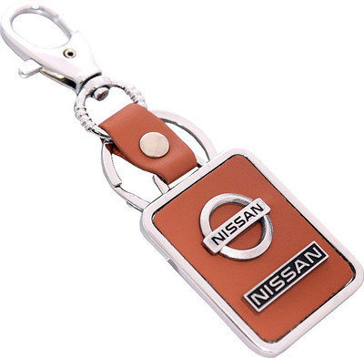 

U R God HQ Nissan Leather & Metal Square Car Logo Locking Key Chain(Brown)