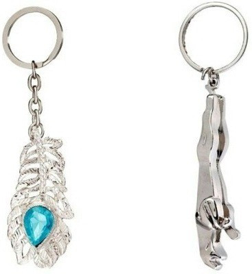 Abzr Combo of OMG And jaguar Keyhain Key Chain(Silver)
