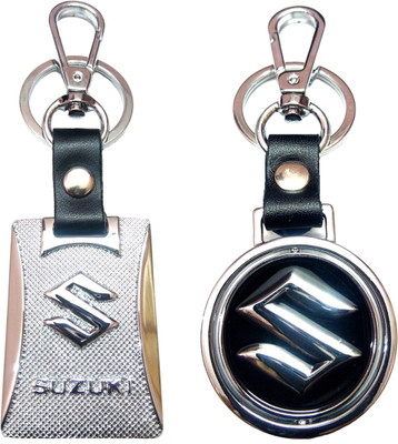 

City Choice Combo of Suzuki Revolving Leather-Metal Hook Locking Key Chain(Black, Silver)