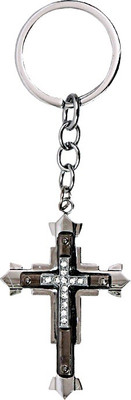 

U R God Diamond Studded Jesus Cross Metal Key Chain(Black)