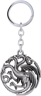 GCT Game of Thrones GOT House Targaryen Fire and Blood Three-headed Dragon Sigil Silver Metallic Design-2 Key Chain(Silver) available at flipkart for Rs.199