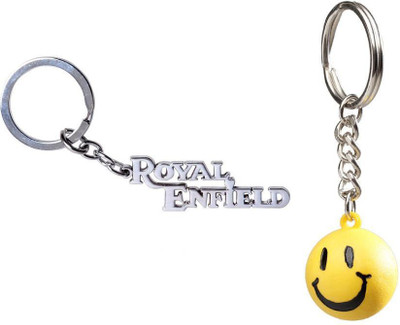 

Chainz Royal Enfield Metal and Smiley Ball Key Chain(Multicolor)