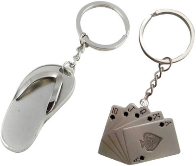 

Madhuraj Combo Set of Playing Cards and Sleeper Design Key Chain(Silver)
