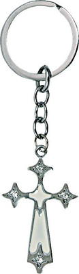 

U R God 4 Diamond Jesus Cross Metal Key Chain(White)