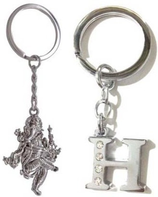 Rashi Traders Ganpati & Alphabet H Key Chain(Silver)
