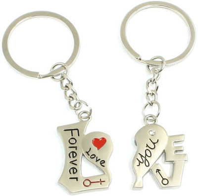 

CTW Forever Love You Heart Couple Romantic Metal Valentine Key Chain(Silver, Red)