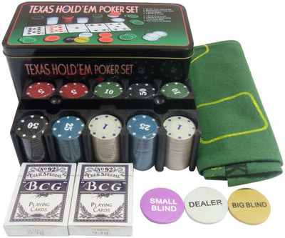 

Bs Spy Texas Hold'Em Poker Set (Tin Case) – 200 Chipss Duplex Centered Board(Multicolor)