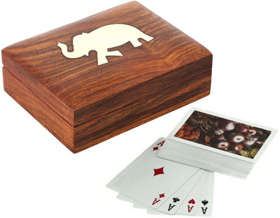 

RoyaltyLane Handcrafted Wooden Box Case Playing Card Set Holder - Deck of Premium Quality Cards(Box Color Brown, Card Color Gold)