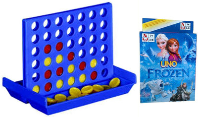

Disney Interesting Connect 4 Travel Size and UNO Frozen Card Game Pack(Multicolor)
