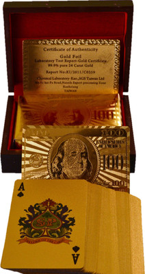 

ME&YOU Gold Plated Playing cards with Exclusive Wooden Box and Certificate(Golden)
