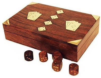 

Store Indya Handmade Wooden Playingstorage Box With 5 Wooden Dice(Brown)