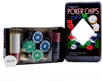 Bs Spy Texas Hold'Em Poker Set (Tin Case) – 100 Chips BS12 Duplex Centered Board(Multicolor) available at flipkart for Rs.299