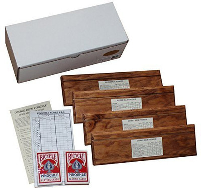 

D&W Custom Wood Designs Double Deck Pinochle Holder Gift Set Includes 4 Wooden(Multicolor)