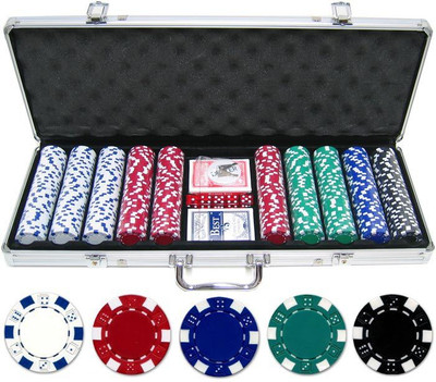 VK Dice 500 Poker Chipset With Elegant Silver Case(Multicolor)