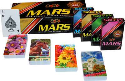 

SHARDA MARS CLUB QUALITY PLAYING CARDS 555 PACK OF 12B(RED/BLUE/BLACK)