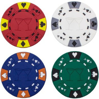 

Casinoite 4 Piece Poker Coasters(Red, White, Blue, Green)