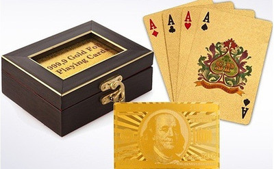 

ME&YOU Gold Plated Cards with Wooden Box and Certificate 100 Dollar(Gold)