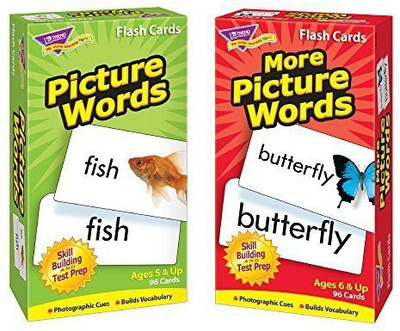 

Trend Enterprises Inc Picture Words & More Picture Words Skill Drill Flash Cards(Red, Green)