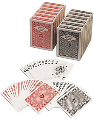 

Diamond Playing Cards Poker Size Regular Index Plastic Coated Playing Cards by Da Vinci, Made In Taiwan(Red, Blue)
