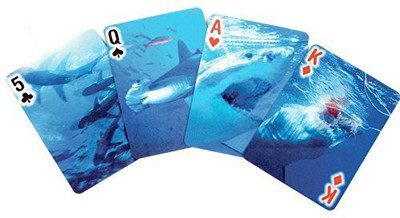 

Kikkerland Lenticular 3D Shark Pokersize Playing Cards(Blue)