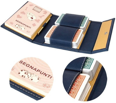 

MODIANO Burraco Leather Case -2 Deck And One NotePad(Blue)