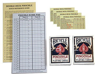 

D&W Custom Wood Designs Pinochle Score Pad Gift Set (Blue) 40Page Score Padtwo(Multicolor)