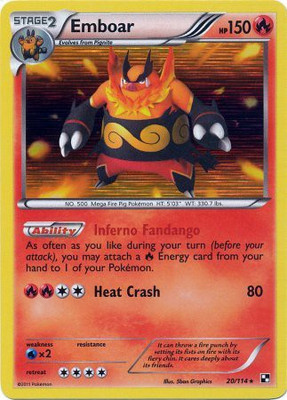 

Pokemon Black & White Single Emboar 20 Rare Holo(Orange)