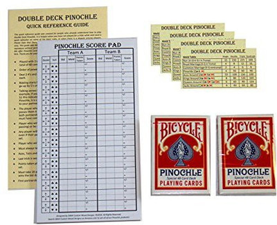 

D&W Custom Wood Designs Pinochle Score Pad Gift Set (Red) 40 Page Score Padtwo(Multicolor)