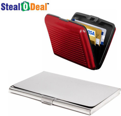 

Stealodeal Red and Silver Security Credit/Debit 6 Card Holder(Set of 2, Red, Silver)