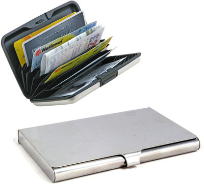 

Stealodeal Heavy Stainless Steel With Aluminium ABS Plastic 20 Card Holder(Set of 2, Silver)